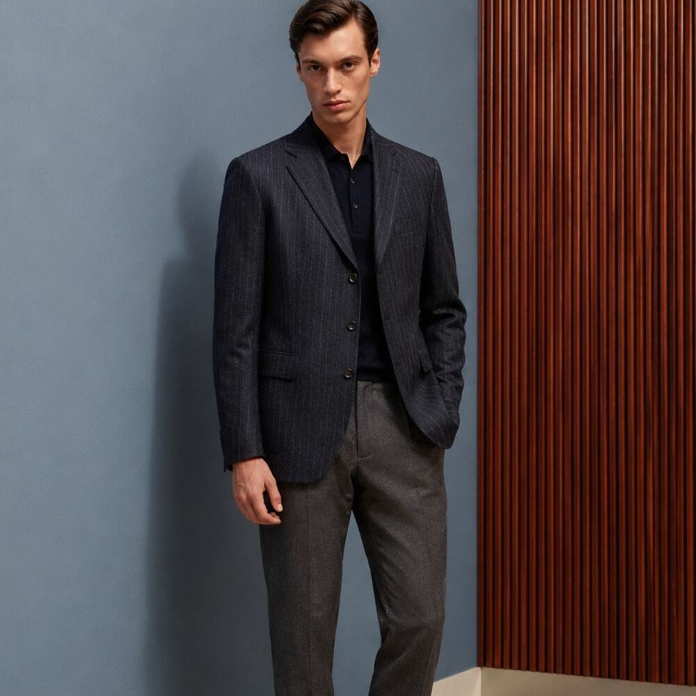 Caruso Boheme 3 Button Sport Coat Blazer Jacket Charcoal Pinstripe wool 42R